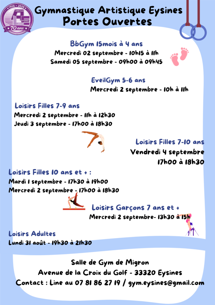 Gym haut niveau, gymnastique artistiques FILLES loisirs, masculine, GAF, GAM, Bébé Gym , Baby Gym, Eveil Gym, renforcement musculaire, gymnastique compétitions, nationale, haut niveau, grand club, Eysines, blanquefort, le Bouscat, le Pian, Bordeaux, CAM, Mérignac, Eysines, Bruges, Le Haillan, Lormont,